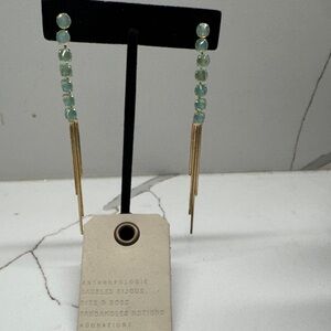 Anthropologie Gold and Blue Dangle Earrings